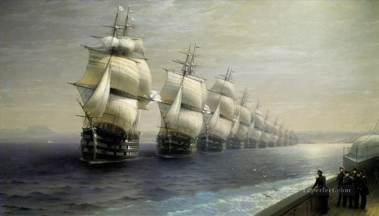 parade of the black sea fleet Romantic Ivan Aivazovsky Russian Oil Paintings